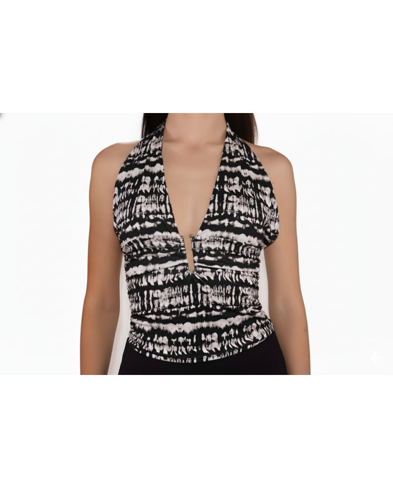 TOP HALTER TIE DYE NEGRO