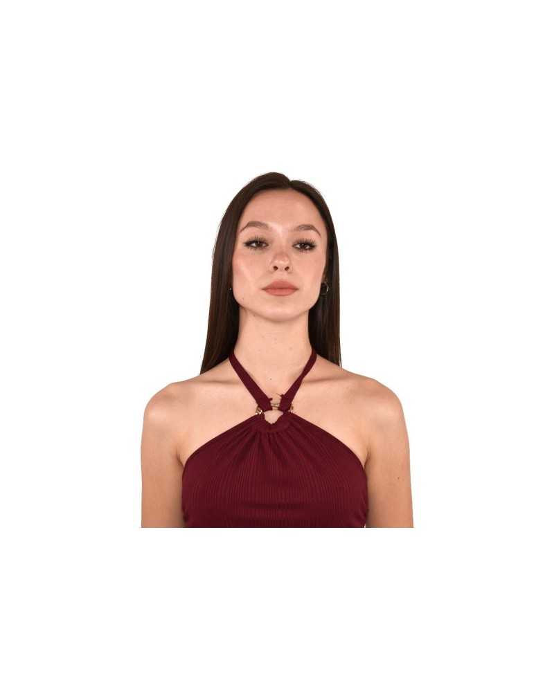 TOP ARO CUELLO LICRA RAYADA BURDEOS