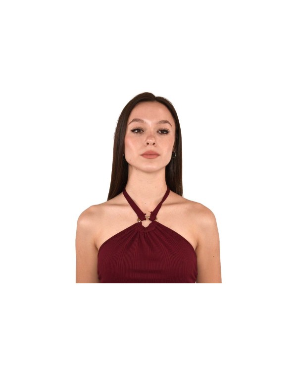 TOP ARO CUELLO LICRA RAYADA BURDEOS