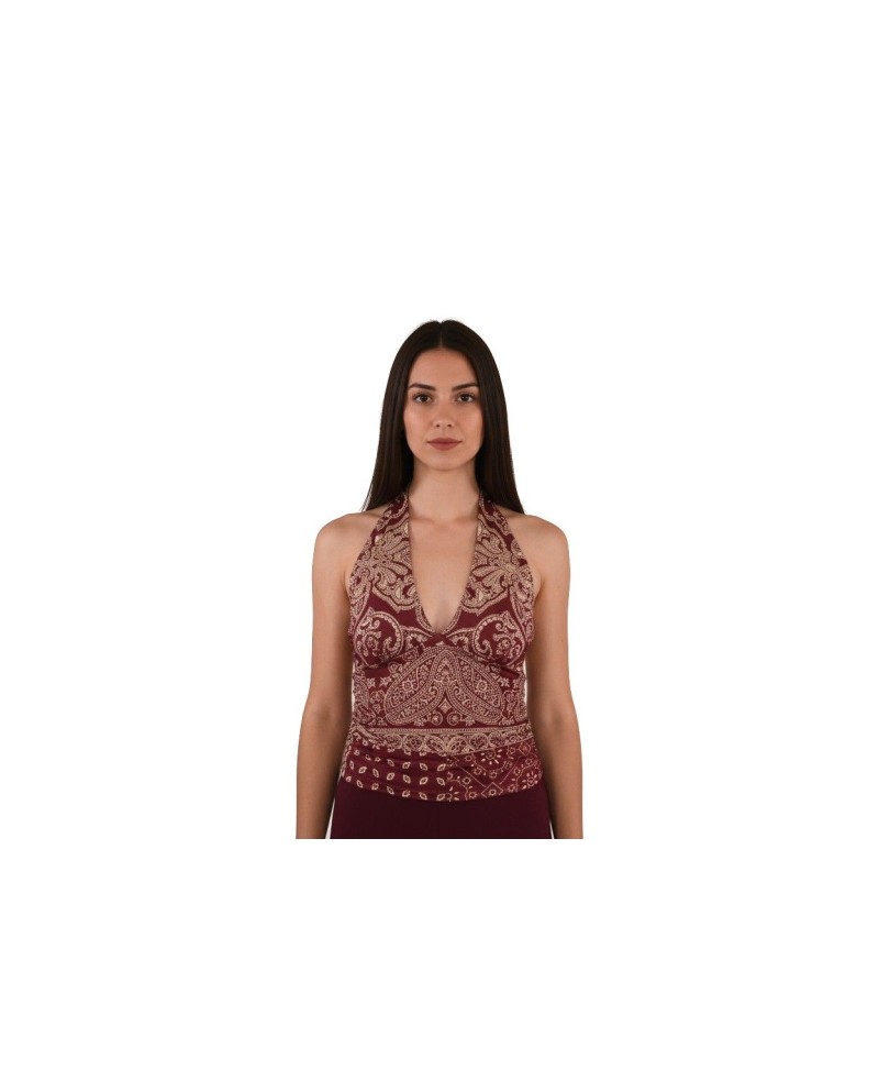 TOP HALTER CACHEMIRAS BURDEOS
