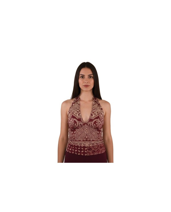 TOP HALTER CACHEMIRAS BURDEOS