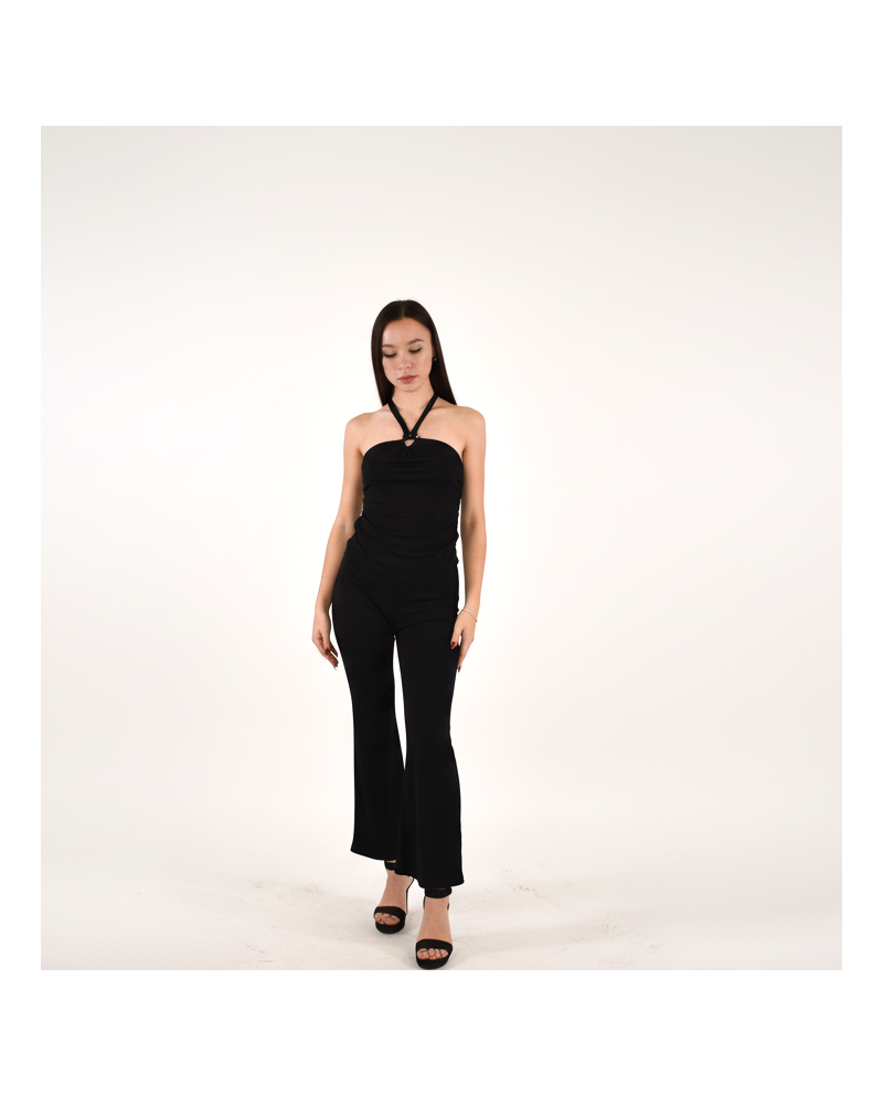 TOP ARO CUELLO LICRA RAYADA NEGRO