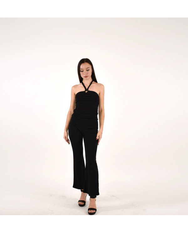 TOP ARO CUELLO LICRA RAYADA NEGRO