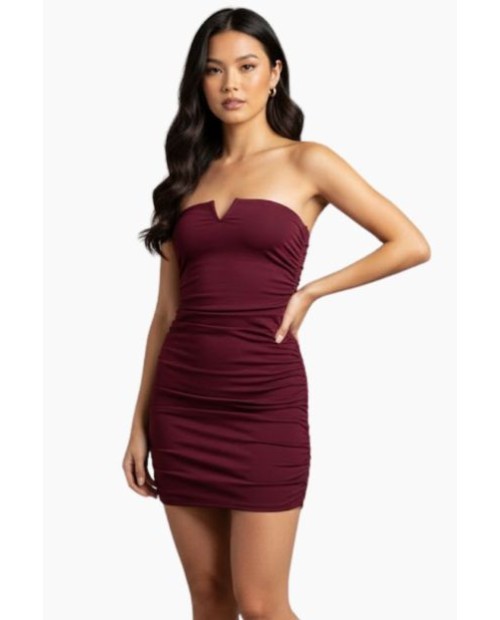 VESTIDO DRAPEADO BURDEOS