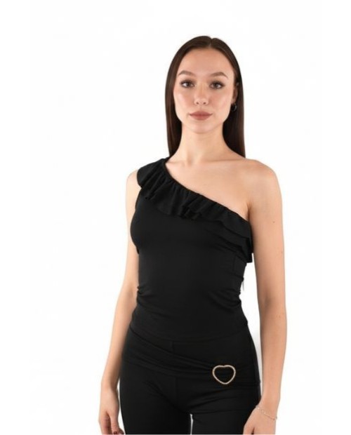 TOP VOLANTES LICRA NEGRO