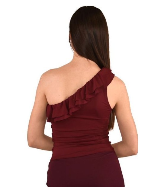 TOP VOLANTES LICRA BURDEOS 2