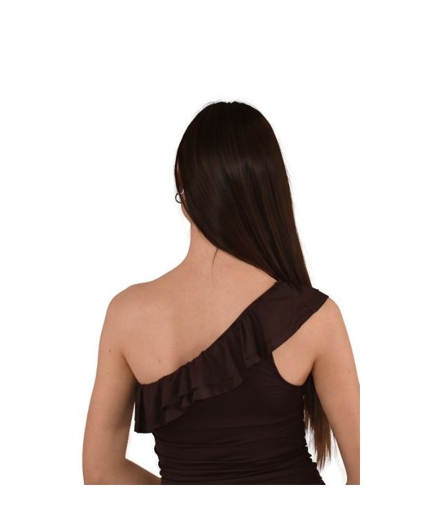 TOP VOLANTES LICRA MARRON