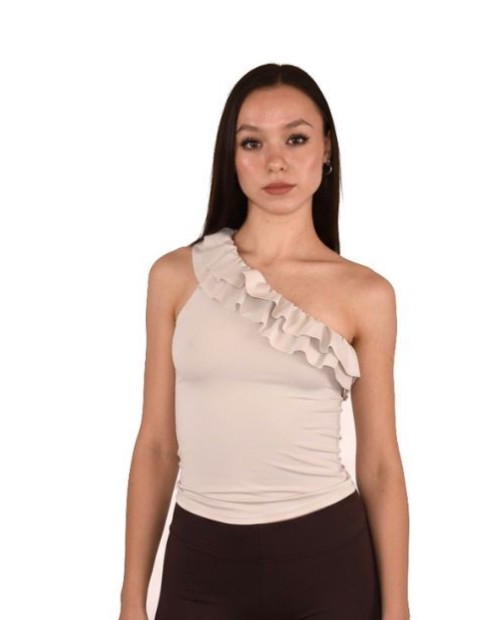 TOP VOLANTES LICRA BEIG