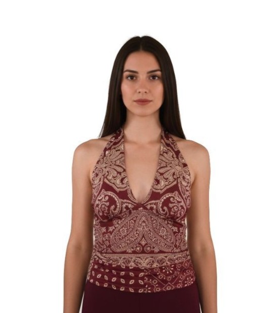 TOP HALTER CACHEMIRAS BURDEOS