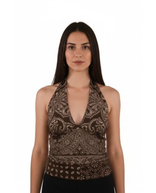 TOP HALTER CACHEMIRAS MARRÓN