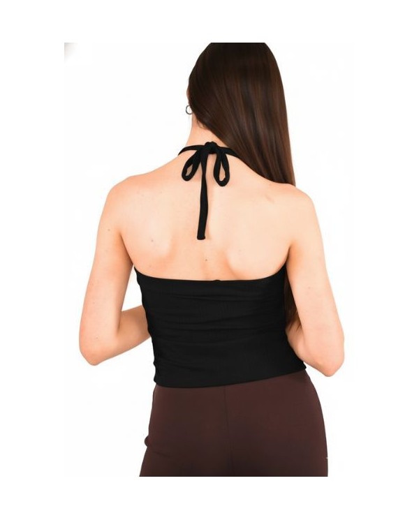 TOP ARO CUELLO LICRA RAYADA NEGRO