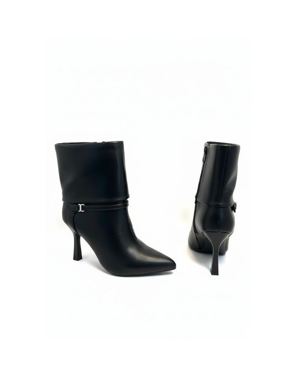 BOTÍN POLAINA TACON TECNOPIEL NEGRO