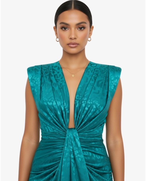 VESTIDO RASO AZUL ESCOTE NUDO 2