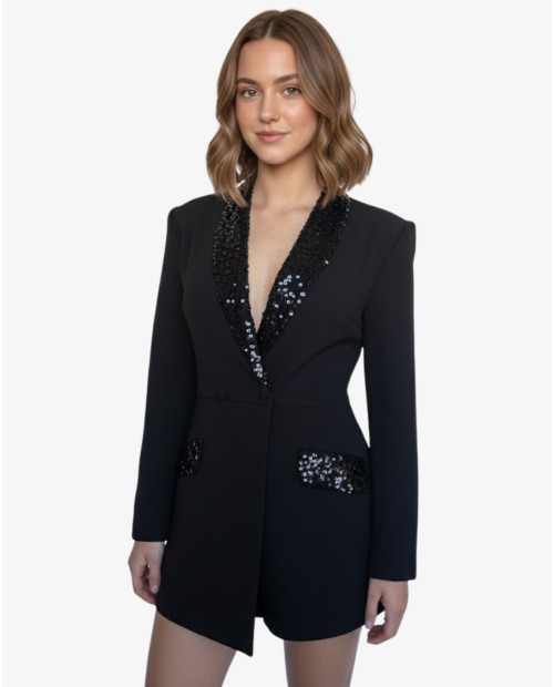 MONO SMOKING LENTEJUELAS NEGRO