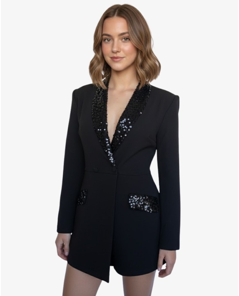 MONO SMOKING LENTEJUELAS NEGRO