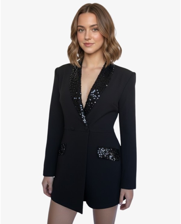 MONO SMOKING LENTEJUELAS NEGRO