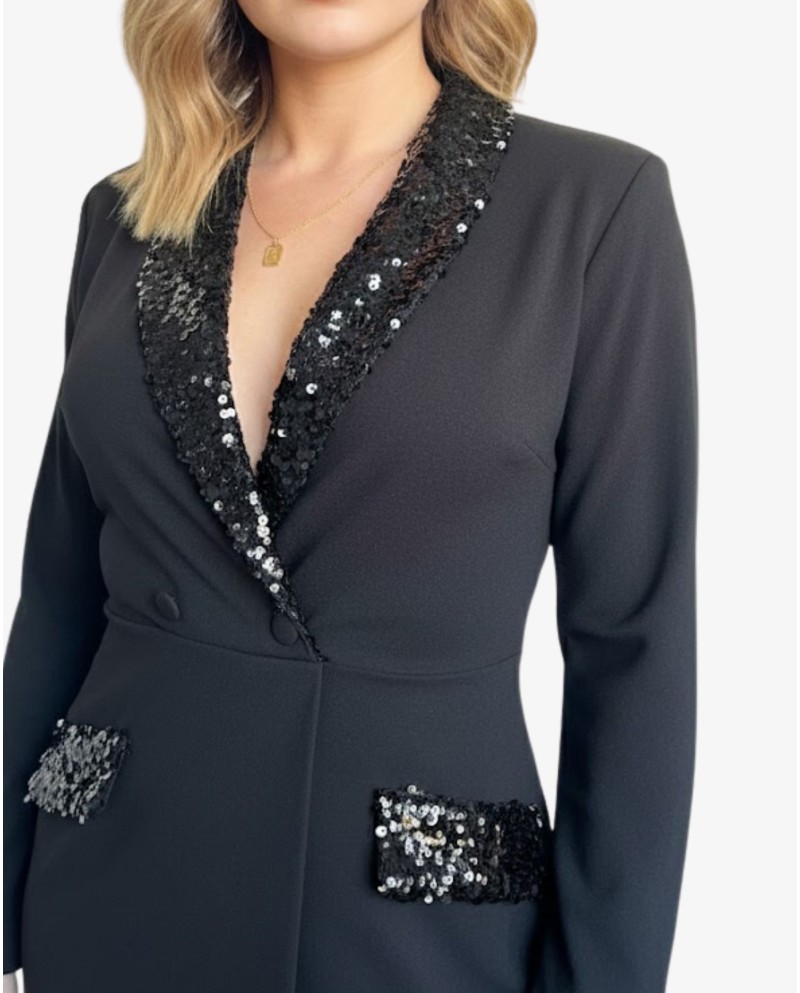 MONO SMOKING LENTEJUELAS NEGRO