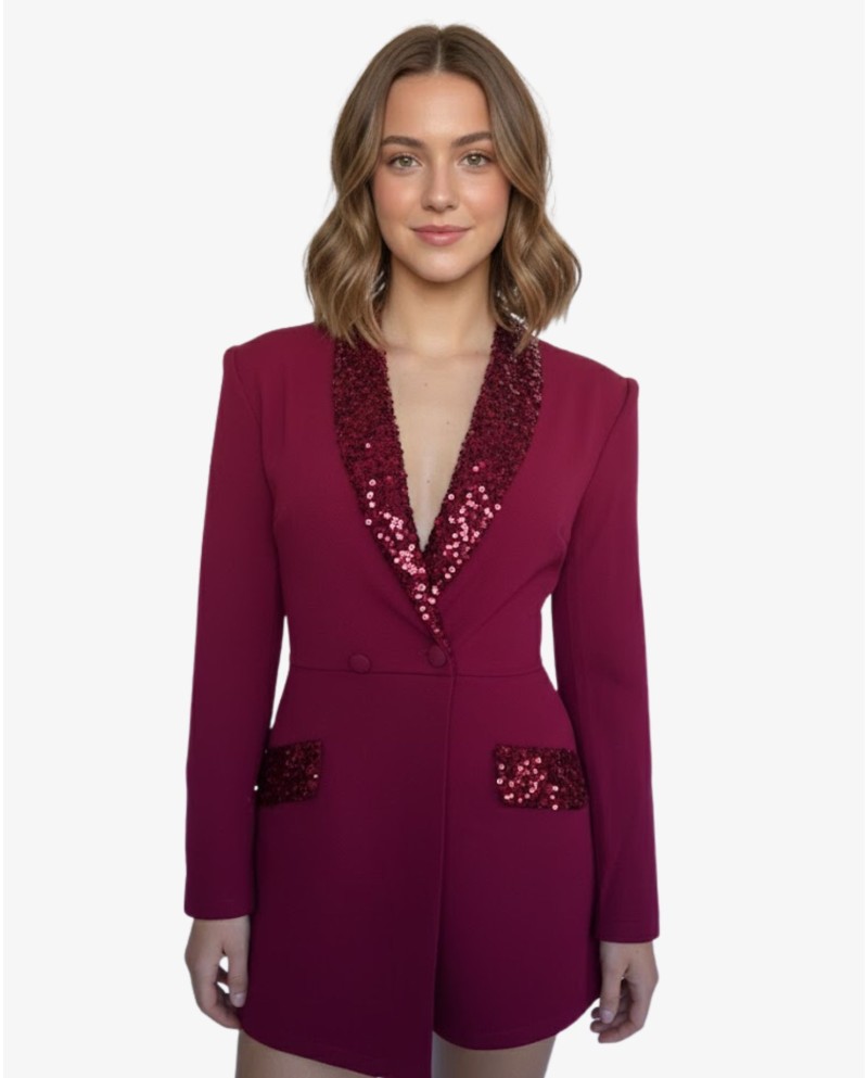 MONO SMOKING LENTEJUELAS BURDEOS