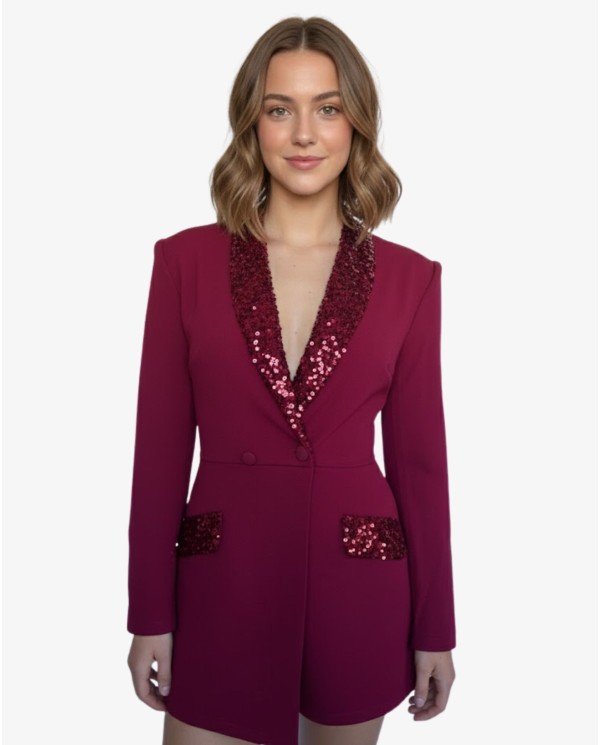 MONO SMOKING LENTEJUELAS BURDEOS