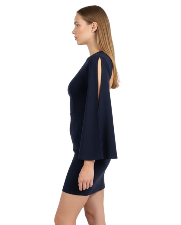 VESTIDO CORTO MARINO ESCOTE LENTEJUELA