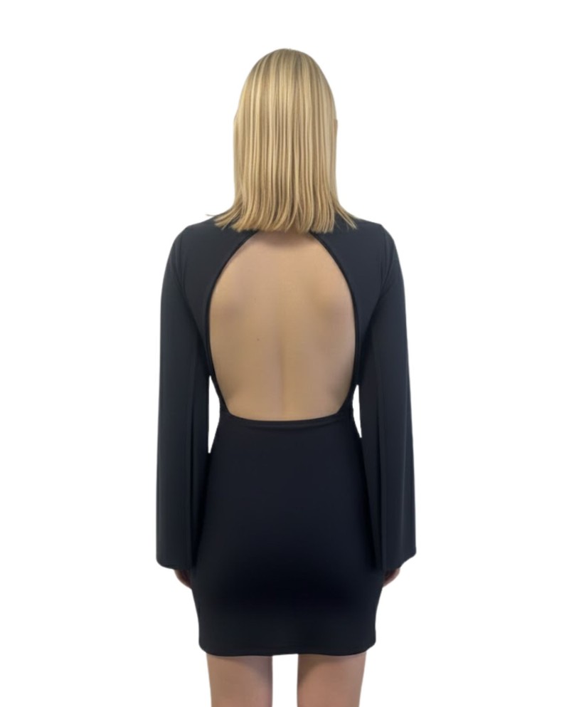 VESTIDO CORTO MARINO ESCOTE LENTEJUELA