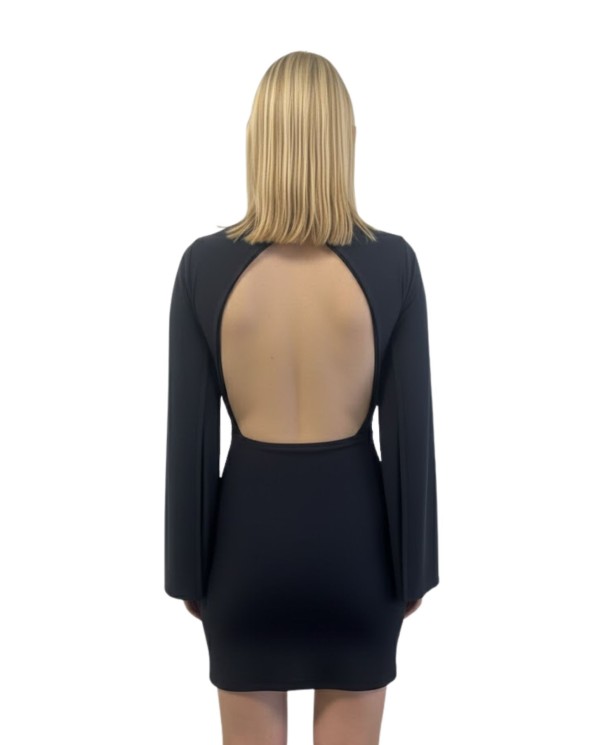 VESTIDO CORTO MARINO ESCOTE LENTEJUELA